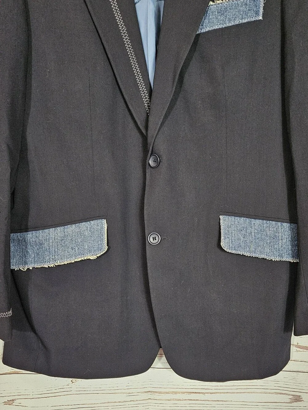 7 Diamonds | Richards Denim Patch Black Sport Coat Blazer